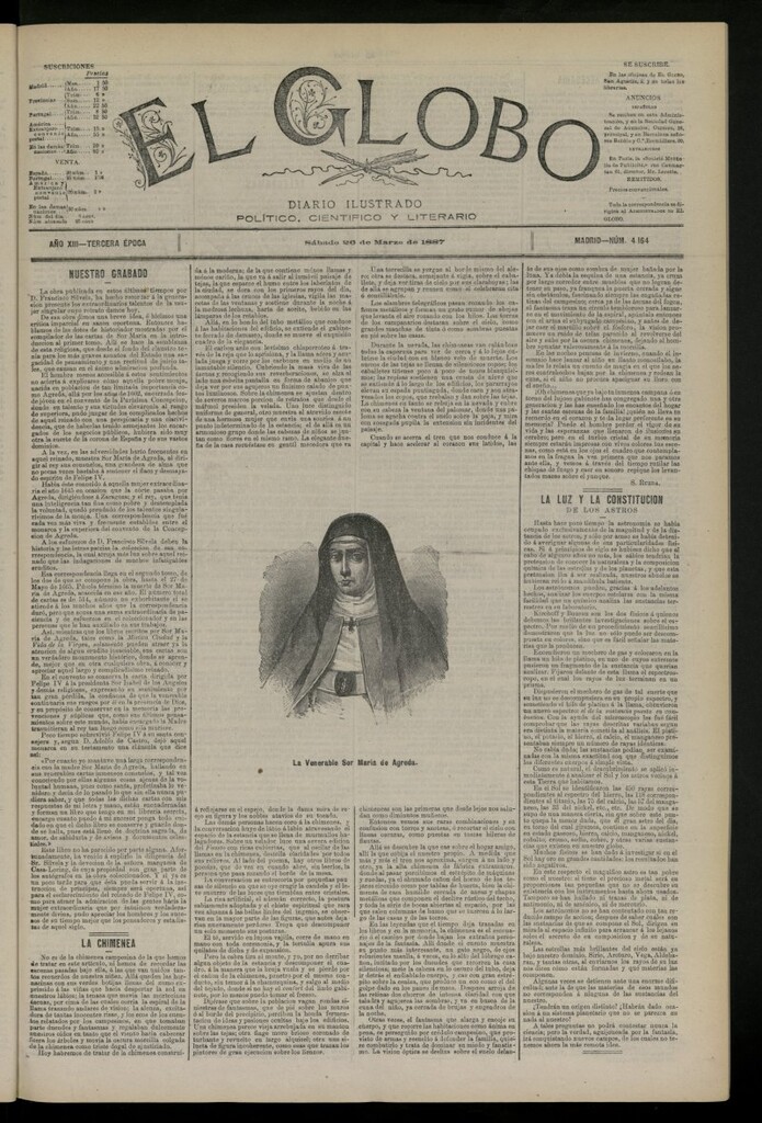 Miniatura de El Globo : diario ilustrado del 26 de marzo de 1887, nº 4164
