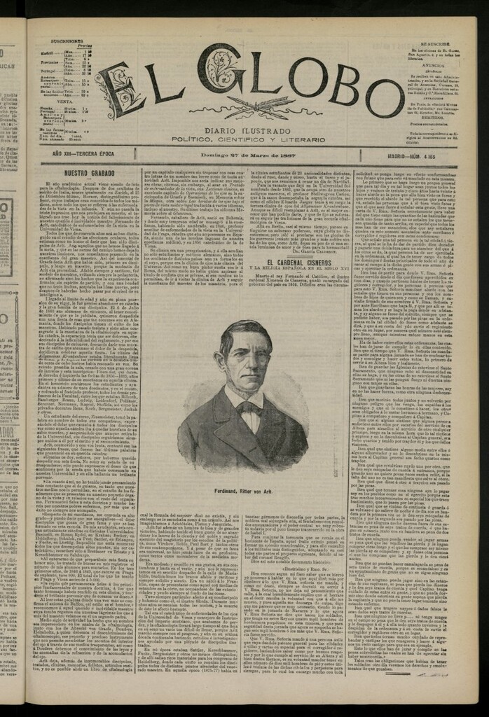Miniatura de El Globo : diario ilustrado del 27 de marzo de 1887, nº 4165