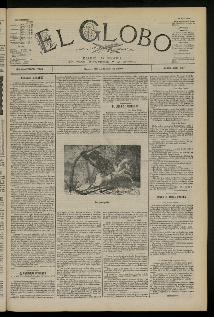 Miniatura de El Globo : diario ilustrado del 29 de marzo de 1887, nº 4167