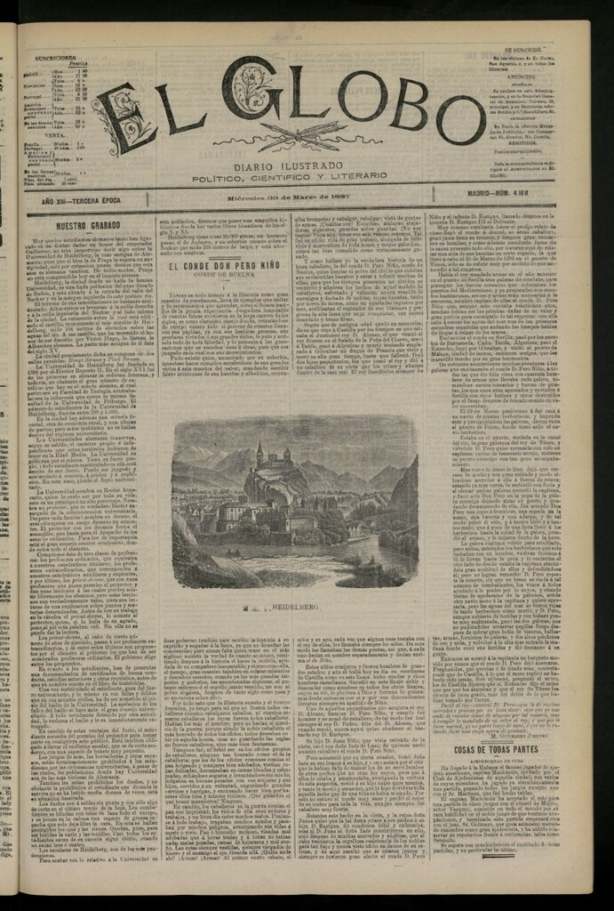Miniatura de El Globo : diario ilustrado del 30 de marzo de 1887, nº 4168