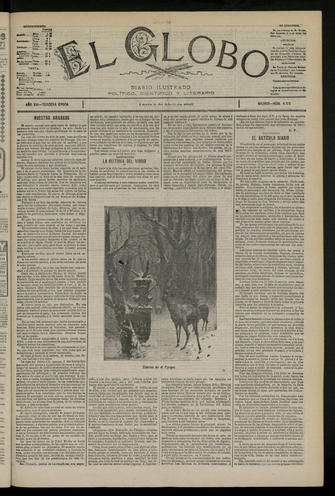 Miniatura de El Globo : diario ilustrado del 4 de abril de 1887, nº 4173