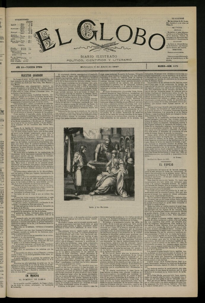 Miniatura de El Globo : diario ilustrado del 6 de abril de 1887, nº 4175