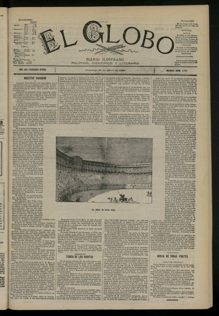 Miniatura de El Globo : diario ilustrado del 10 de abril de 1887, nº 4179