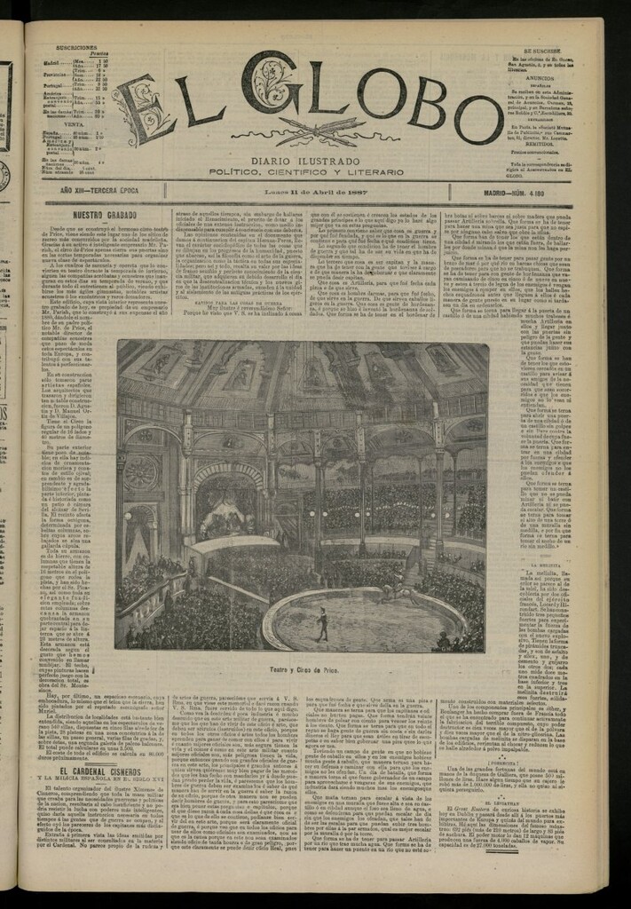Miniatura de El Globo : diario ilustrado del 11 de abril de 1887, nº 4180
