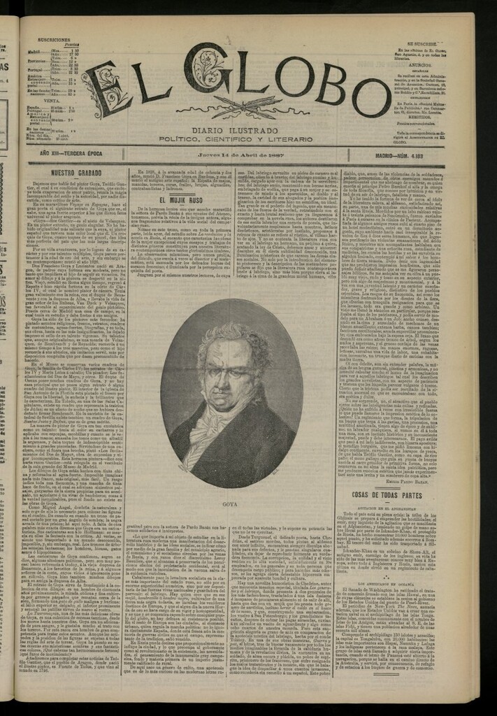 Miniatura de El Globo : diario ilustrado del 14 de abril de 1887, nº 4183