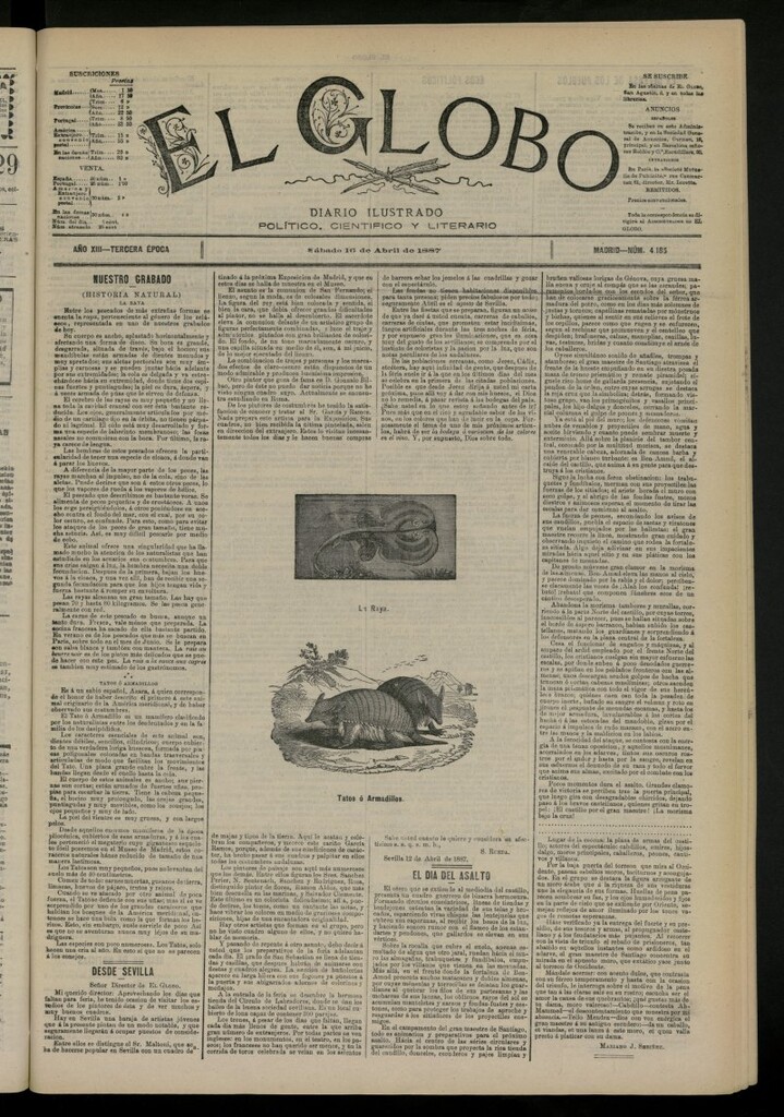 Miniatura de El Globo : diario ilustrado del 16 de abril de 1887, nº 4185