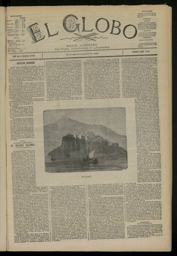Miniatura de El Globo : diario ilustrado del 24 de abril de 1887, nº 4193