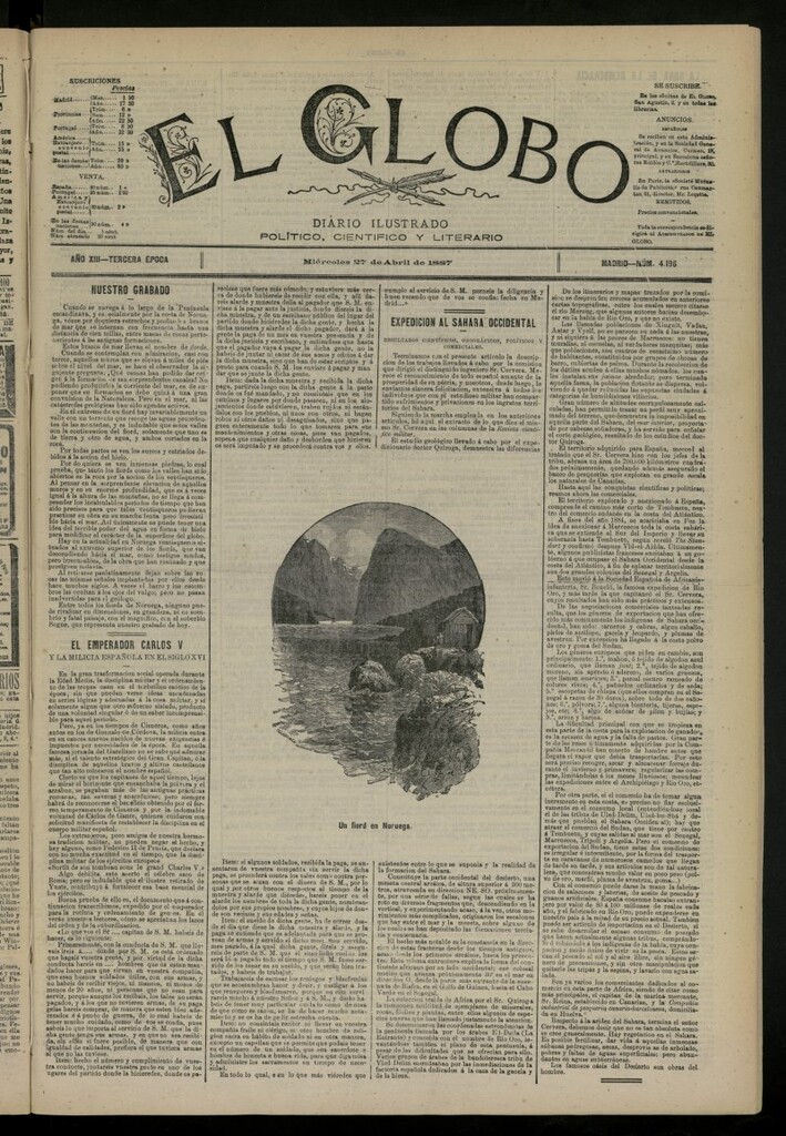 Miniatura de El Globo : diario ilustrado del 27 de abril de 1887, nº 4196