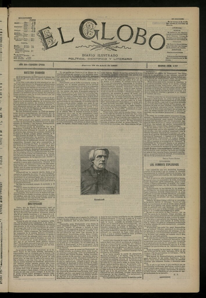 Miniatura de El Globo : diario ilustrado del 28 de abril de 1887, nº 4197