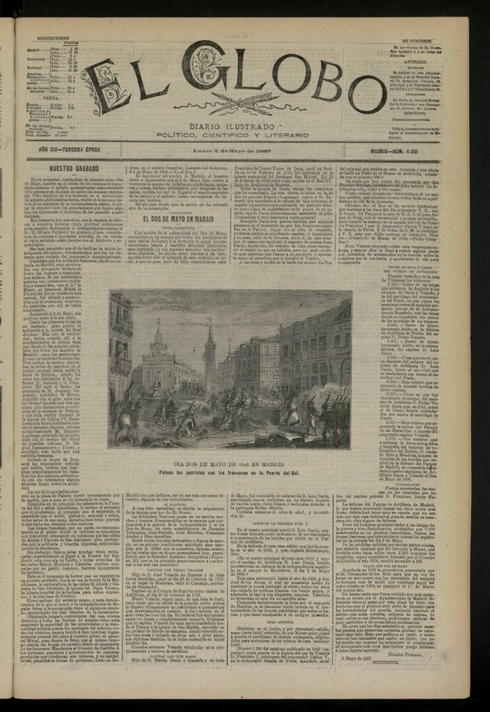Miniatura de El Globo : diario ilustrado del 2 de mayo de 1887, nº 4201