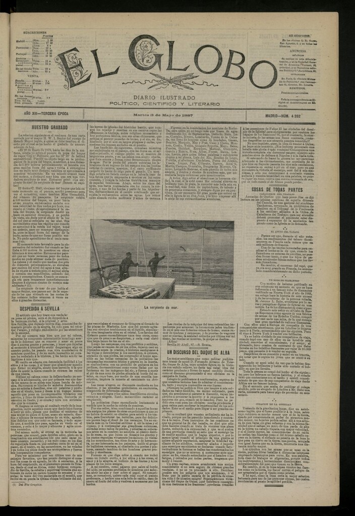 Miniatura de El Globo : diario ilustrado del 3 de mayo de 1887, nº 4202