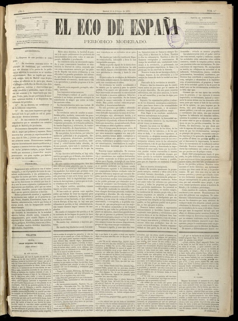Miniatura de El Eco de España: periódico moderado