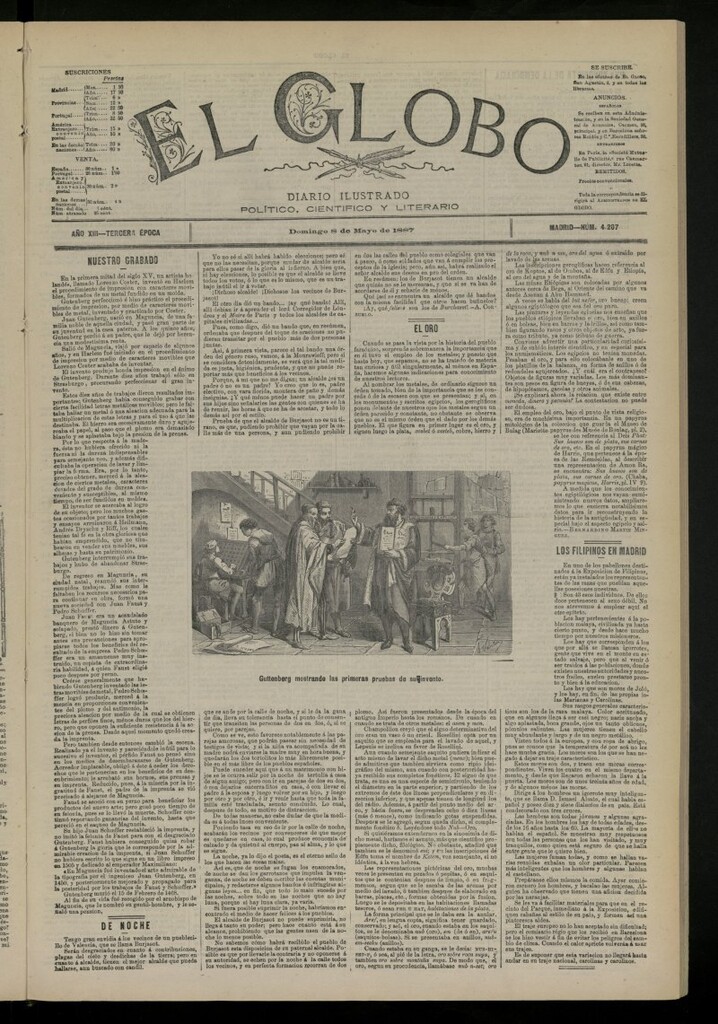 Miniatura de El Globo : diario ilustrado del 8 de mayo de 1887, nº 4207