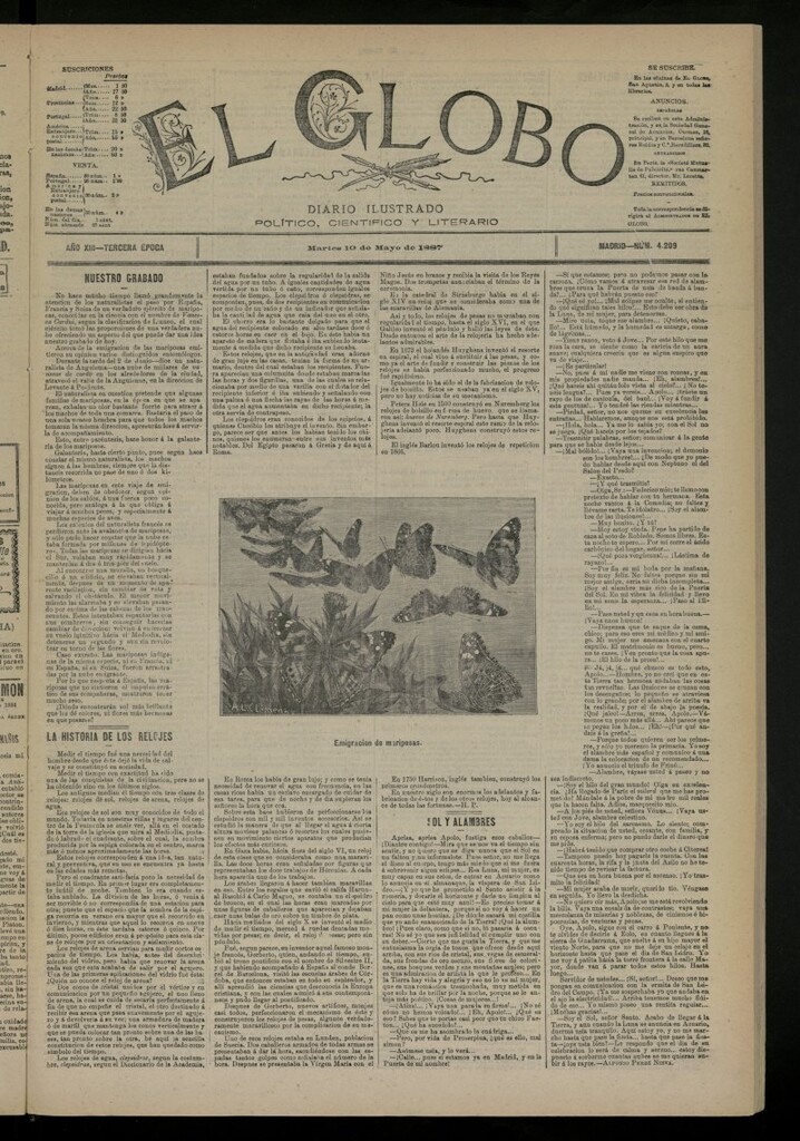 Miniatura de El Globo : diario ilustrado del 10 de mayo de 1887, nº 4209