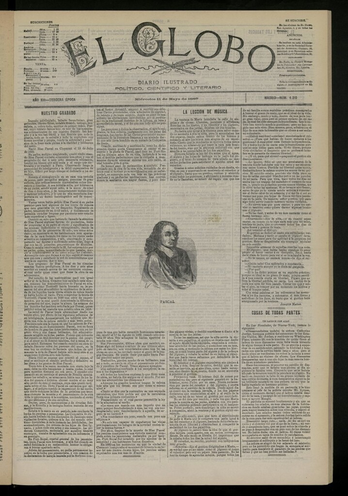 Miniatura de El Globo : diario ilustrado del 11 de mayo de 1887, nº 4210