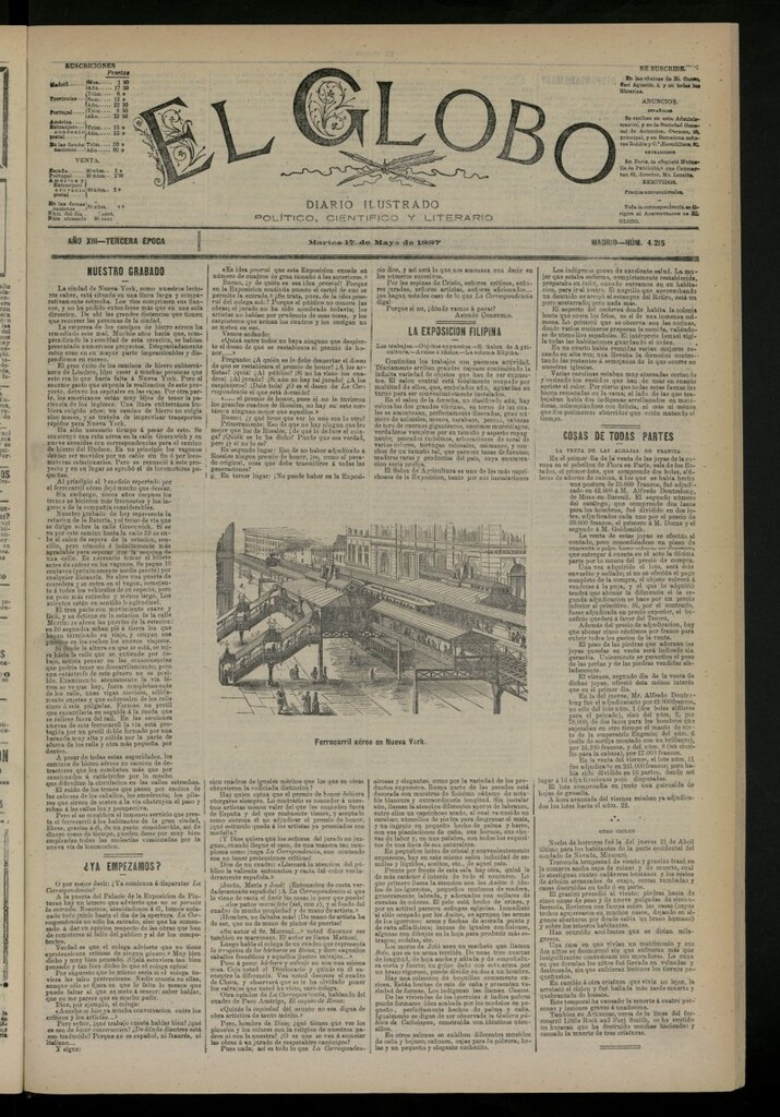 Miniatura de El Globo : diario ilustrado del 17 de mayo de 1887, nº 4215