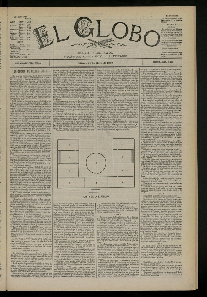 Miniatura de El Globo : diario ilustrado del 21 de mayo de 1887, nº 4219