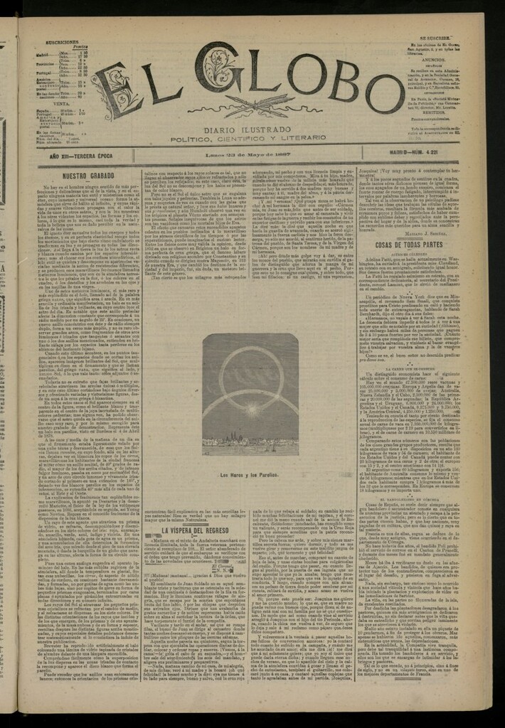 Miniatura de El Globo : diario ilustrado del 23 de mayo de 1887, nº 4221