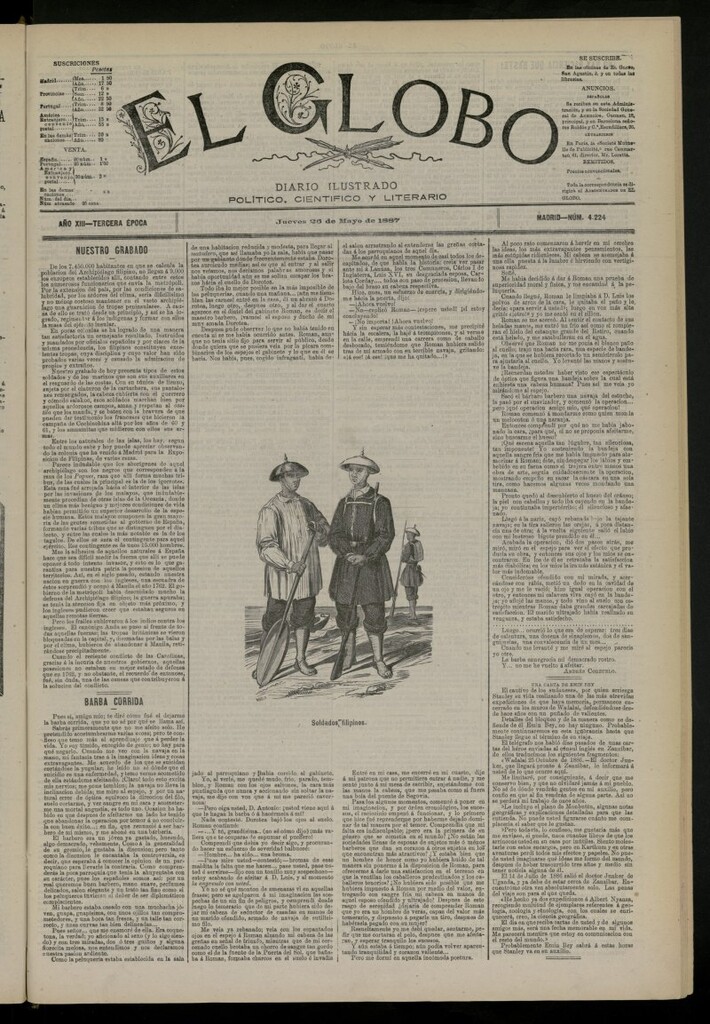 Miniatura de El Globo : diario ilustrado del 26 de mayo de 1887, nº 4224