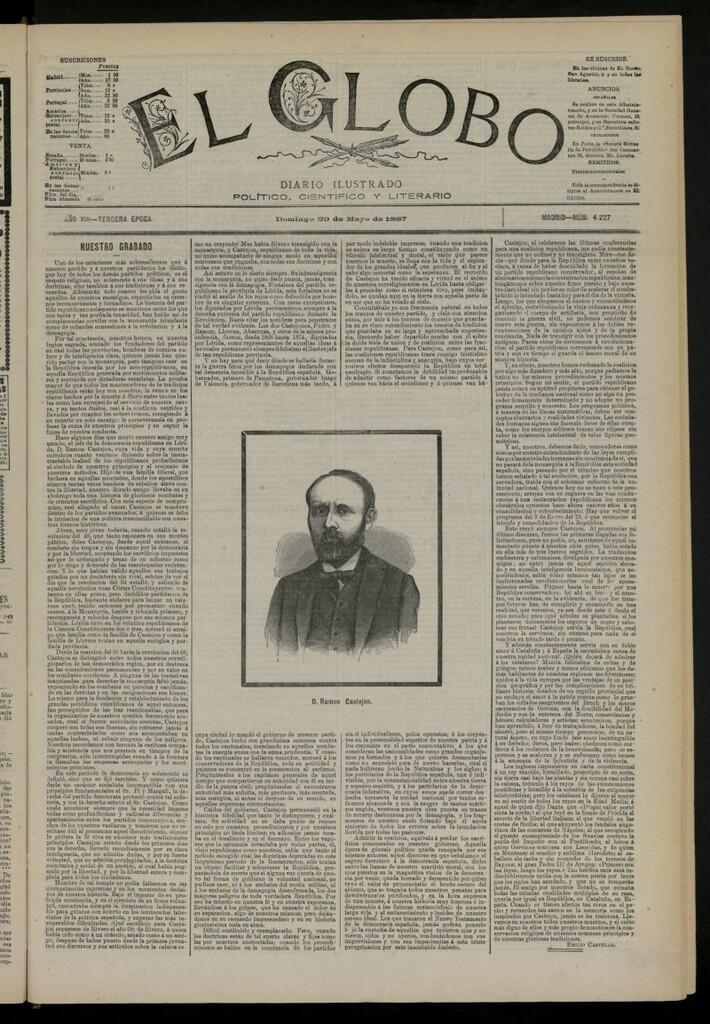 Miniatura de El Globo : diario ilustrado del 29 de mayo de 1887, nº 4227