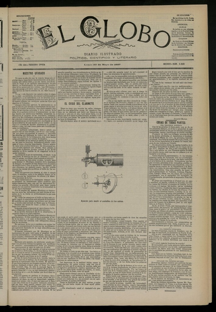 Miniatura de El Globo : diario ilustrado del 30 de mayo de 1887, nº 4228