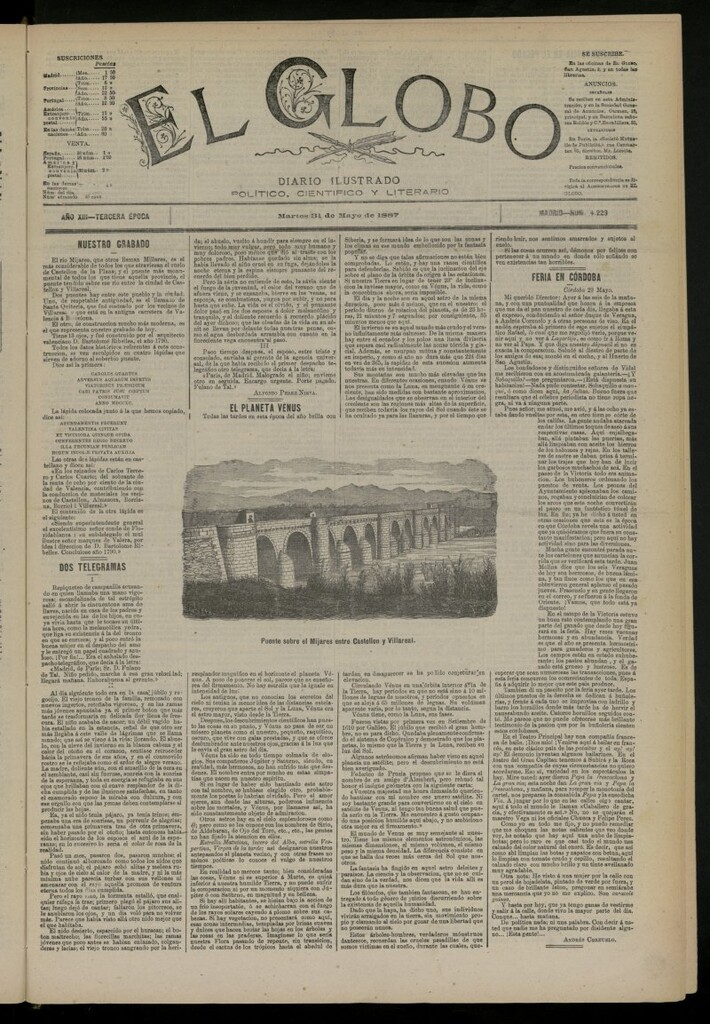 Miniatura de El Globo : diario ilustrado del 31 de mayo de 1887, nº 4229
