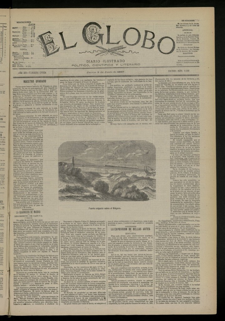 Miniatura de El Globo : diario ilustrado del 2 de junio de 1887, nº 4231