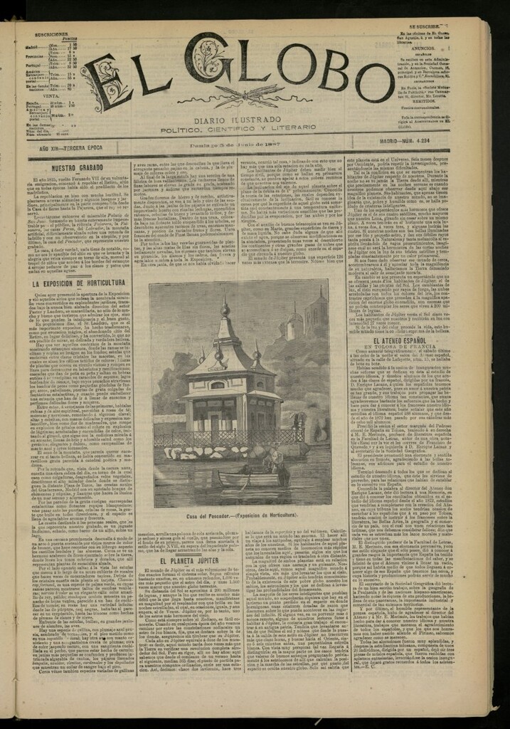 Miniatura de El Globo : diario ilustrado del 5 de junio de 1887, nº 4234