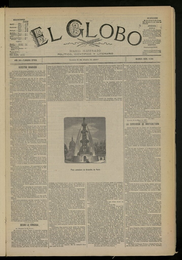 Miniatura de El Globo : diario ilustrado del 6 de junio de 1887, nº 4235