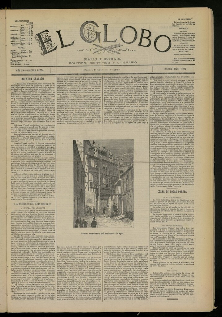 Miniatura de El Globo : diario ilustrado del 7 de junio de 1887, nº 4236