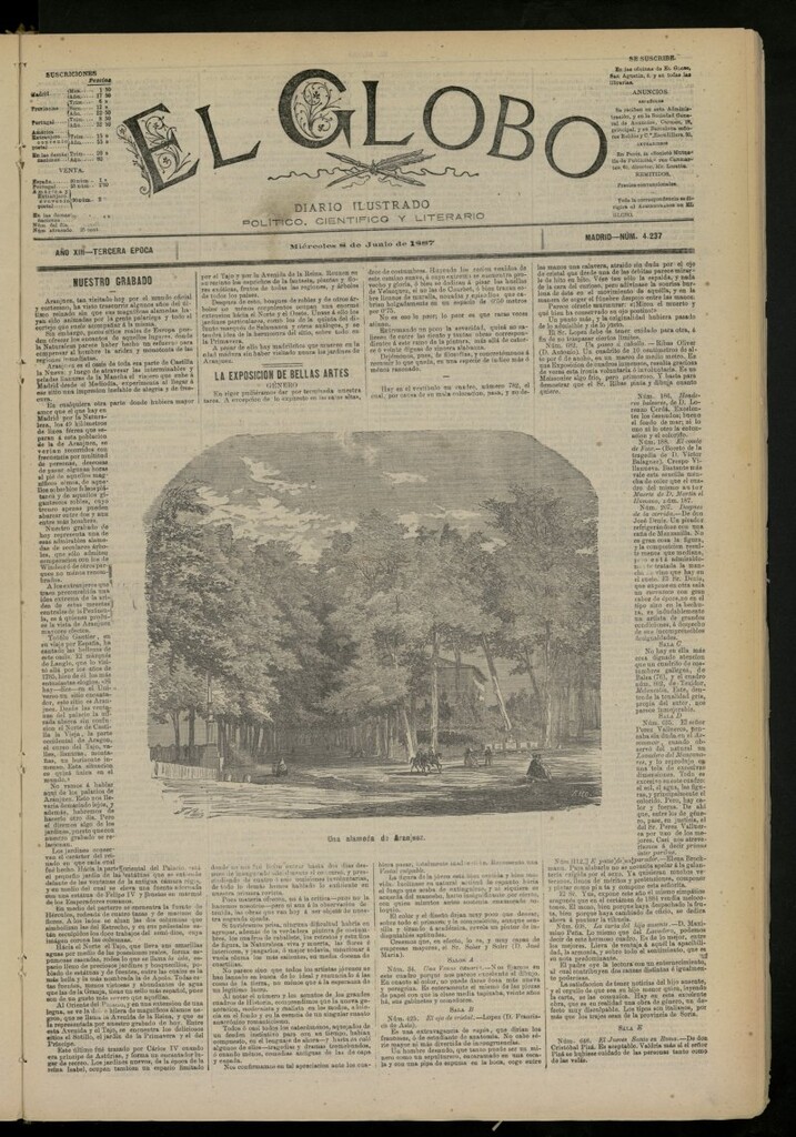 Miniatura de El Globo : diario ilustrado del 8 de junio de 1887, nº 4237