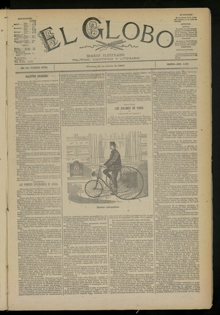 Miniatura de El Globo : diario ilustrado del 10 de junio de 1887, nº 4239