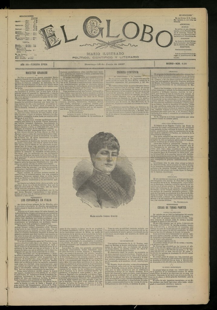 Miniatura de El Globo : diario ilustrado del 12 de junio de 1887, nº 4241