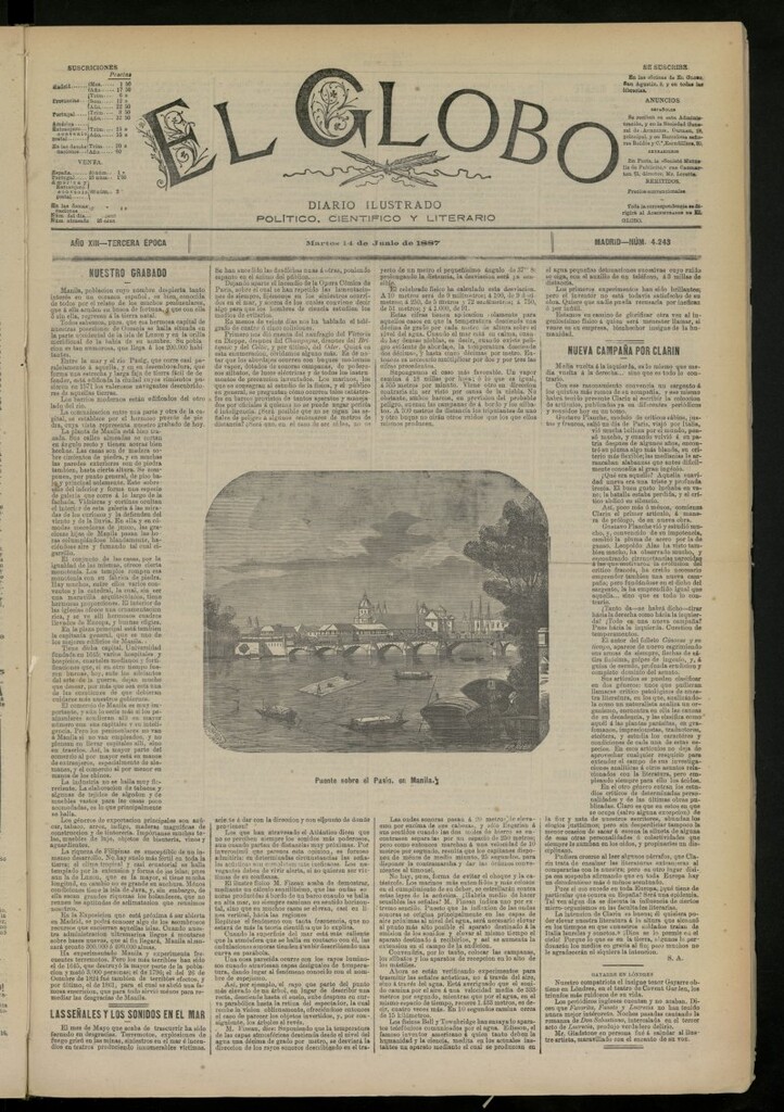 Miniatura de El Globo : diario ilustrado del 14 de junio de 1887, nº 4243