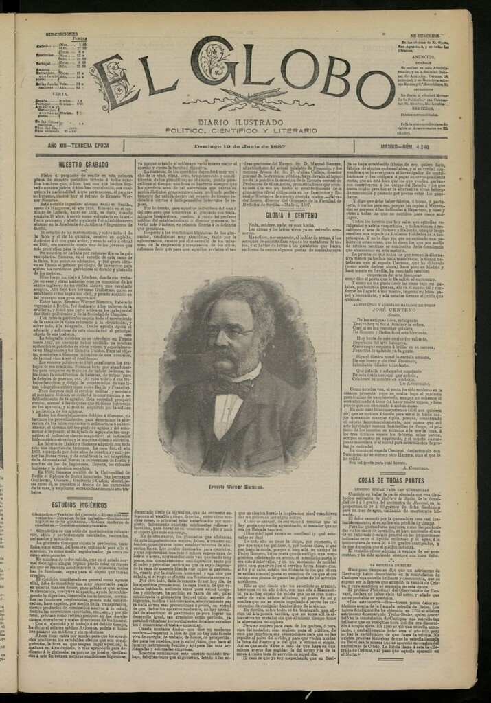 Miniatura de El Globo : diario ilustrado del 19 de junio de 1887, nº 4248