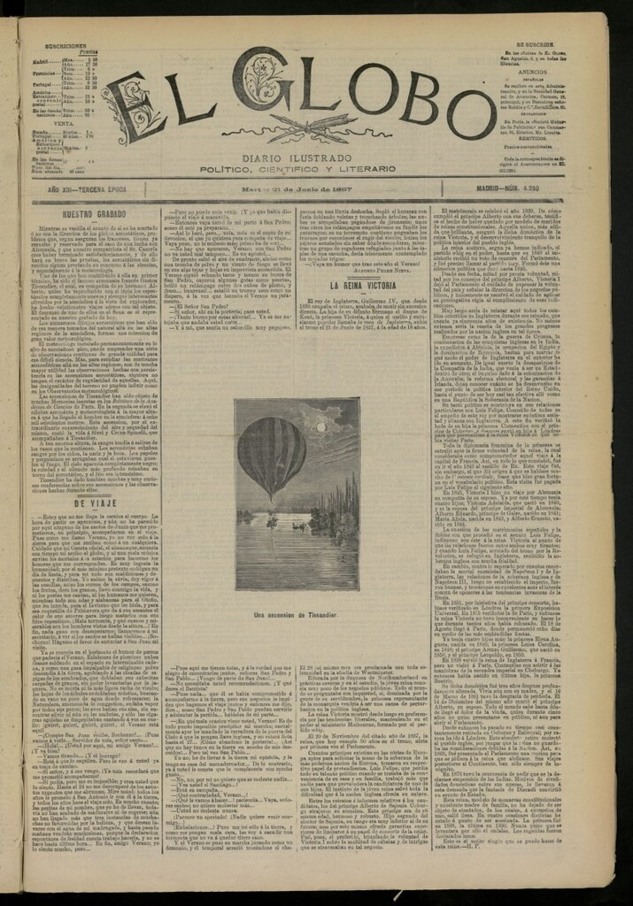 Miniatura de El Globo : diario ilustrado del 21 de junio de 1887, nº 4250