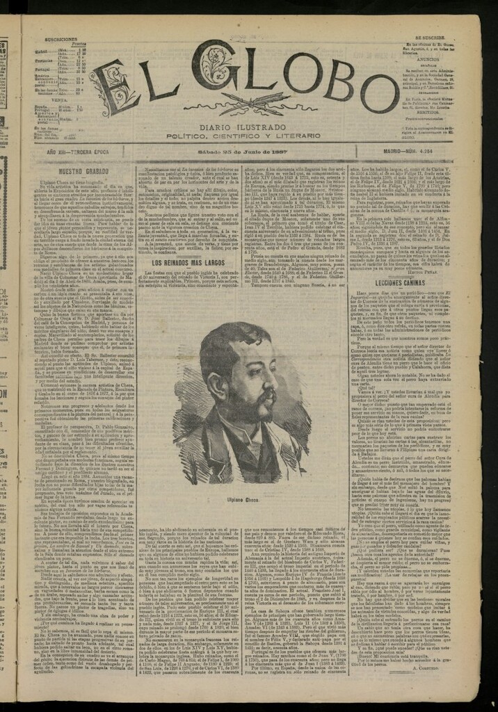 Miniatura de El Globo : diario ilustrado del 25 de junio de 1887, nº 4254