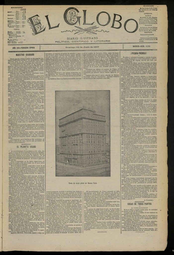 Miniatura de El Globo : diario ilustrado del 26 de junio de 1887, nº 4255