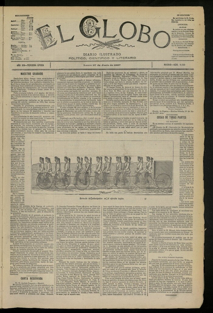 Miniatura de El Globo : diario ilustrado del 27 de junio de 1887, nº 4256