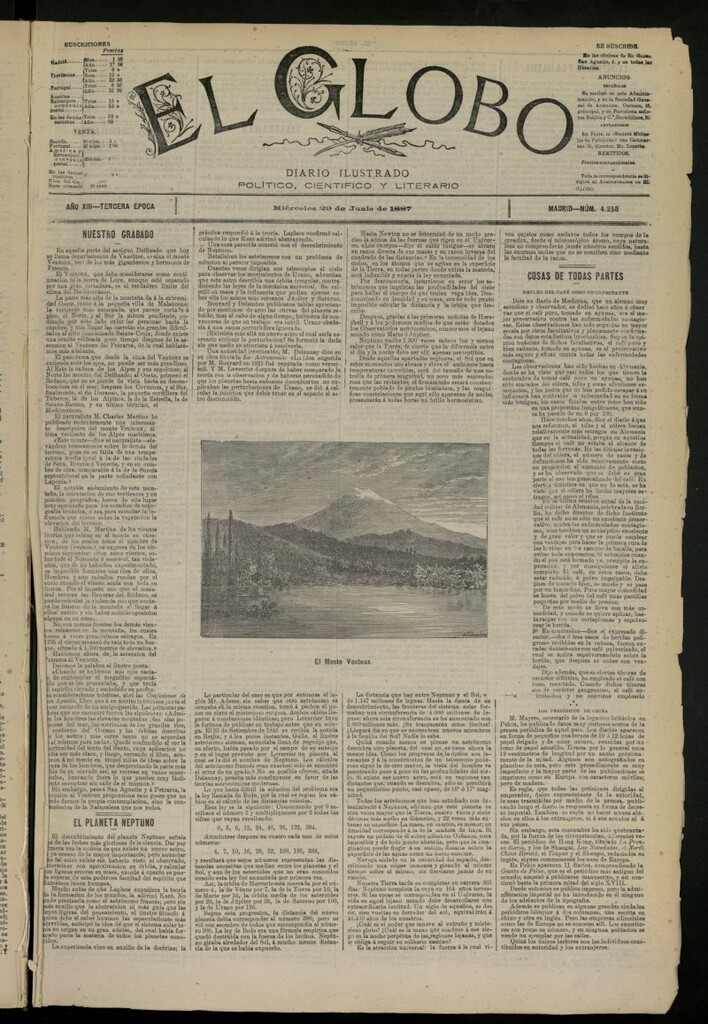 Miniatura de El Globo : diario ilustrado del 29 de junio de 1887, nº 4258