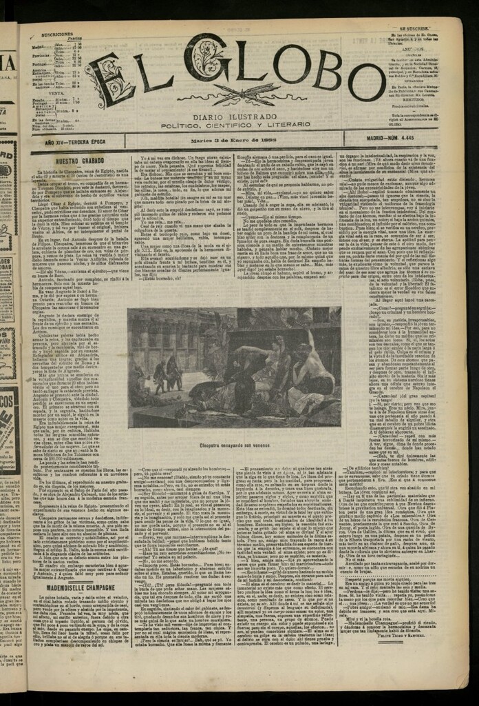 Miniatura de El Globo : diario ilustrado del 3 de enero de 1888, nº 4445