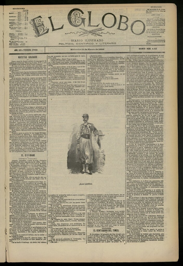 Miniatura de El Globo : diario ilustrado del 11 de enero de 1888, nº 4453
