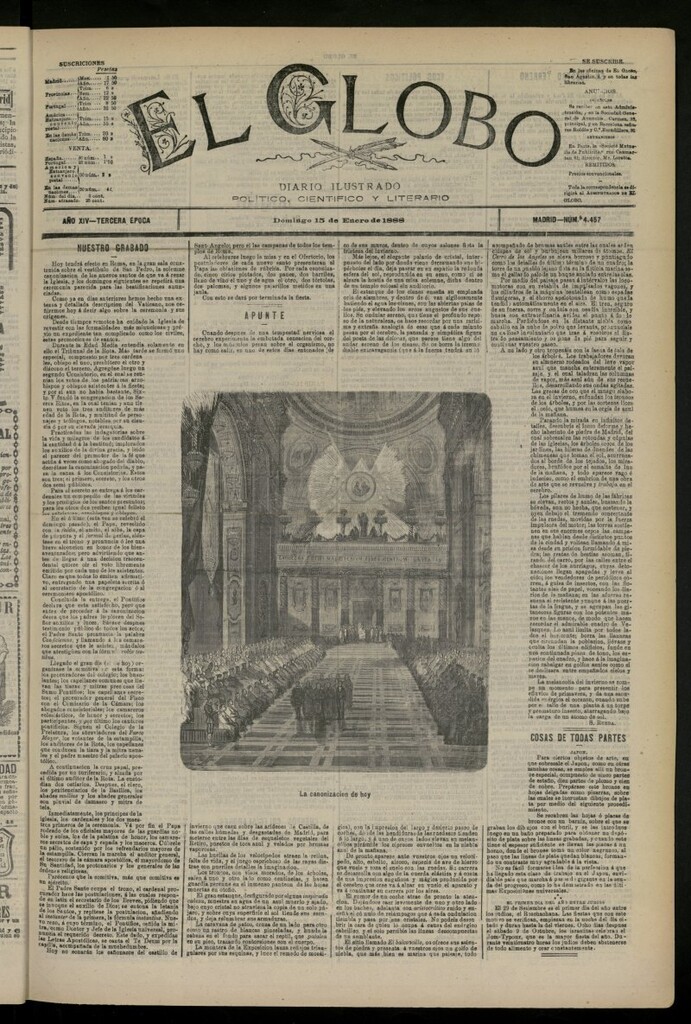 Miniatura de El Globo : diario ilustrado del 15 de enero de 1888, nº 4457