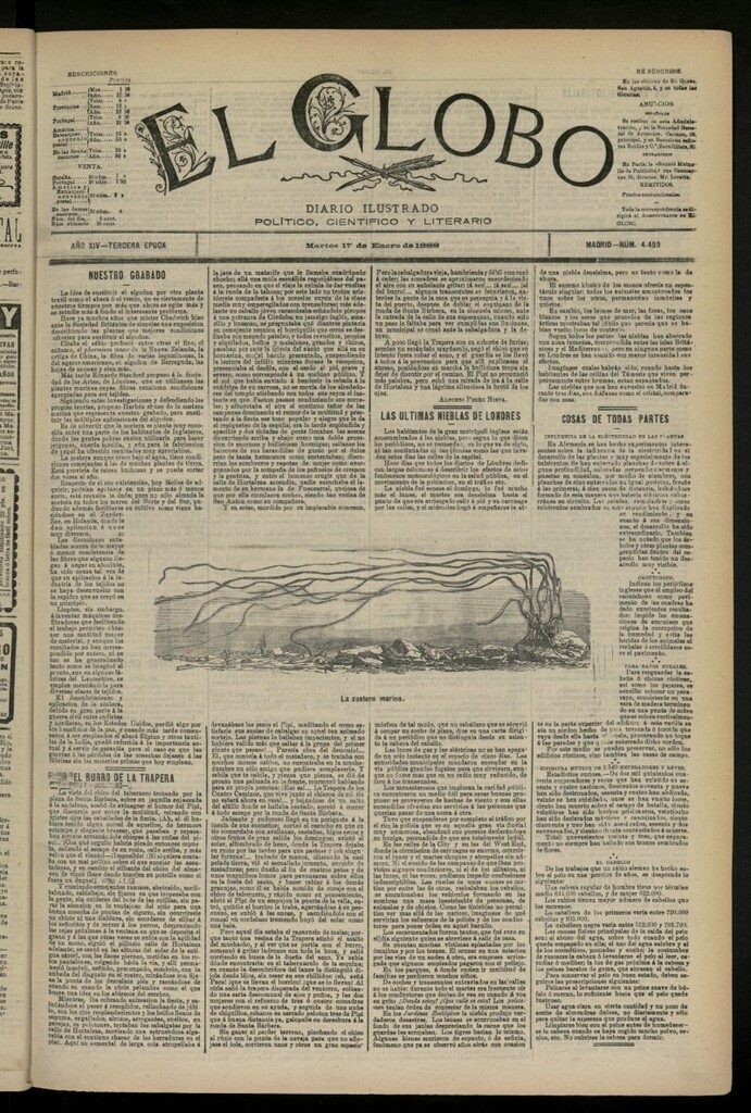 Miniatura de El Globo : diario ilustrado del 17 de enero de 1888, nº 4459