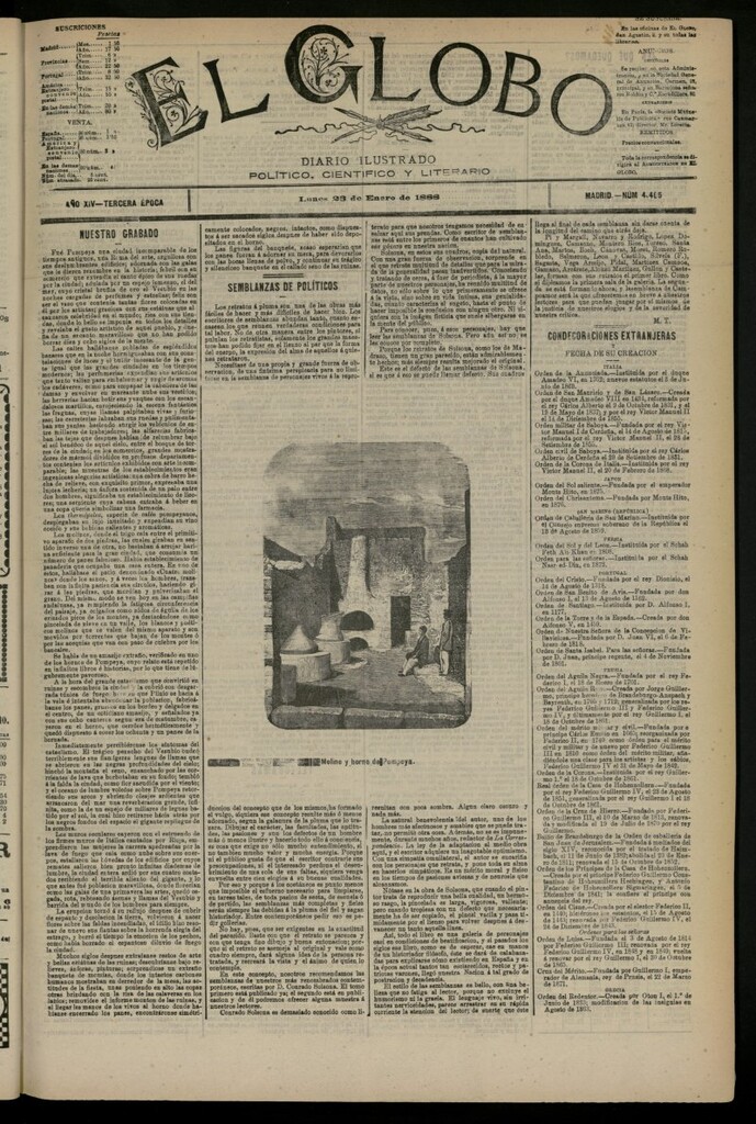 Miniatura de El Globo : diario ilustrado del 23 de enero de 1888, nº 4465