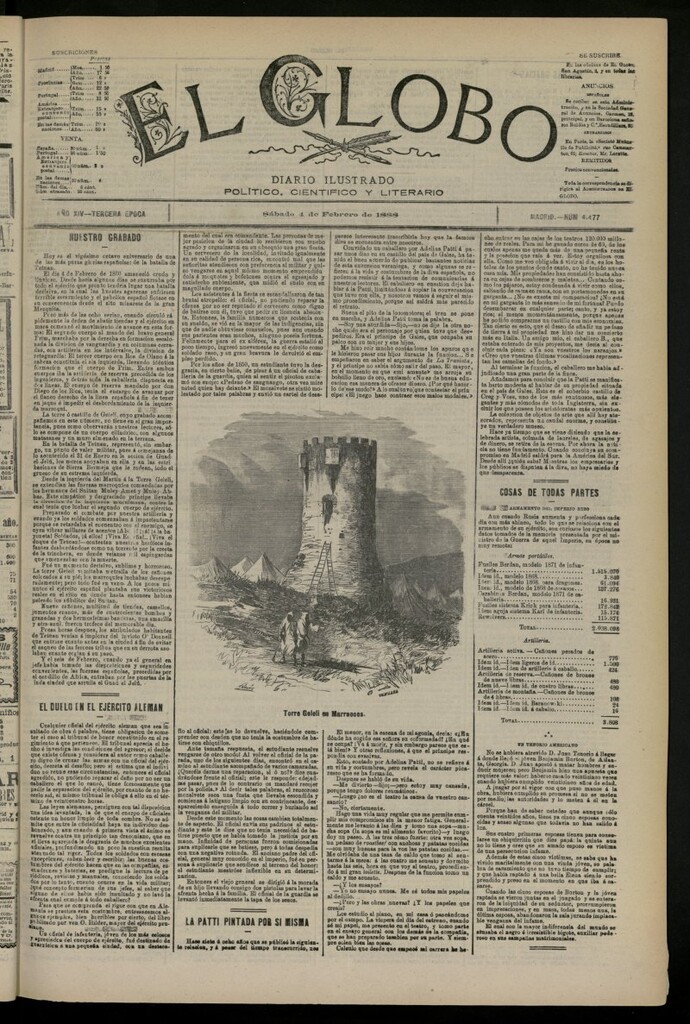 Miniatura de El Globo : diario ilustrado del 4 de febrero de 1888, nº 4477