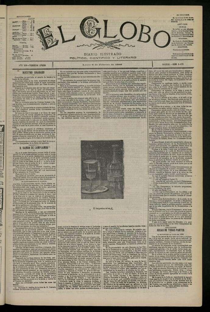 Miniatura de El Globo : diario ilustrado del 6 de febrero de 1888, nº 4479