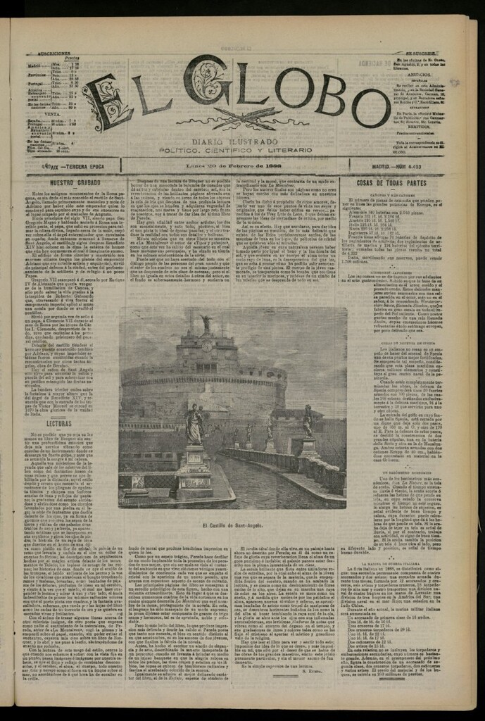 Miniatura de El Globo : diario ilustrado del 20 de febrero de 1888, nº 4493