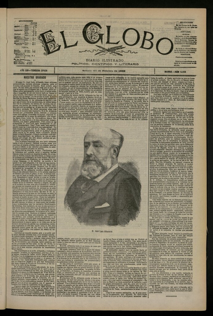 Miniatura de El Globo : diario ilustrado del 25 de febrero de 1888, nº 4498