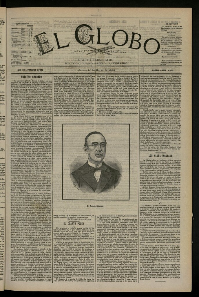 Miniatura de El Globo : diario ilustrado del 1 de marzo de 1888, nº 4503